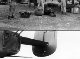 A crew gets off (or loads to board) a B-25 in the CBI.