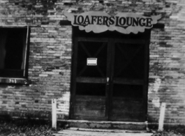 Titled "Our 'Rec' Hall",  the "Loafers Lounge" recreation hall in the CBI, in China.