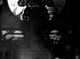 Inside a Buddhist temple in China. During WWII.