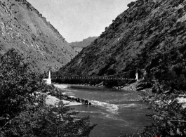 A suspension bridge on the Salween river, Yunnan province, China.