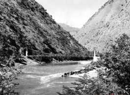 A bridge over the Salween river in Yunnan province, China, during WWII.