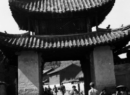 Architecture in Yunnan province, China: A village gateway, at Luliang. During WWII.