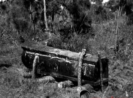 A coffin in Yunnan province, China, during WWII.  From the collection of Eugene T. Wozniak.