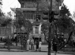 Street scene in Kunming city, Yunnan province, China, during WWII.