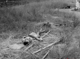 The sick and weakened during the Chinese civilian evacuation in Liuzhou city, Guangxi province, China, during WWII, in the summer or fall of 1944 as the Japanese swept through as part of the large Ichigo push.