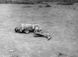 The sick and weakened during the Chinese civilian evacuation in Liuzhou city Guangxi province, China, during WWII, during the summer or fall of 1944 as the Japanese swept through as part of the large Ichigo push.