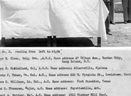 Gifts/awards presented by Chinese officials to American officers in southern China.  Edgar E. Glenn, Henry E. Strickland, Morris F. Taber, Jesse C. Williams, Fred C. Thomasen, Robert A. Waidner, Claire L. Chennault, and two Chinese merchants  In the CBI during WWII.