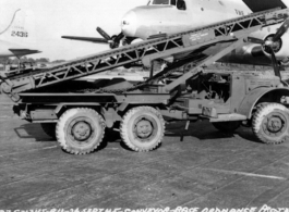 The first conveyor for loading planes arrives in the CBI, September 1945.