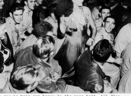 Jinx Falkenberg making GIs happy by visiting the mess hall during USO tour. In the CBI during WWII.