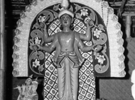 A religious figurine in a bamboo building in the CBI during WWII.