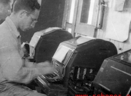 Teletype machine being used in the CBI during WWII. 