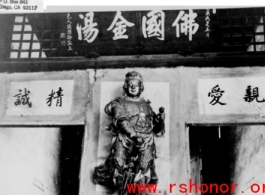 Image of Buddhist figure in a temple in China, provided by the "Liberator Club."  In the CBI during WWII. 