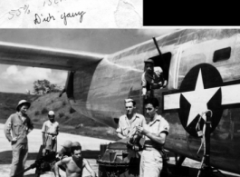 Crew of 436th Bomb Squadron getting ready to install new ball turret on B-24 bomber at Vishnupur, India.   Photo from Dick Young.