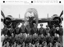 Personnel of a Chinese and American Overseas Training Unit Bomber Command lined up in front of a North American B-25 Mitchell at Karachi, India.  Image courtesy of Tony Strotman.