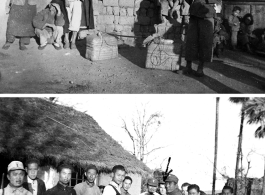 Local people in the Yangkai, Yunnan province, area. In the bottom image, Walter and another US serviceman can just be made out in back of the men who have risen from their meal in order to take the picture.