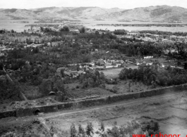 B-25 Mitchell bombers during battle with Japanese ground forces, flying over Tengchung (Tengchong), near the China-Burma border in far SW China.