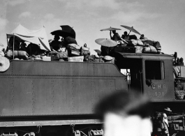 Chinese civilian evacuation in Guangxi province, China, during WWII, during the summer or fall of 1944 as the Japanese swept through as part of the large Ichigo push.  From the collection of Eugene T. Wozniak.