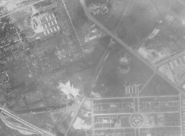 Aerial photograph of a base, possibly American, during WWII.