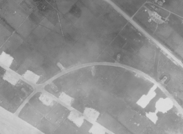 Aerial photograph of a base, possibly Allied, during WWII.