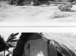 Men hang out at ruins of factory or bath house or similar (top), and boys hang out in front of village house.  Scenes in India witnessed by American GIs during WWII. For many Americans of that era, with their limited experience traveling, the everyday sights and sounds overseas were new, intriguing, and photo worthy.