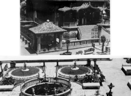 Ornate temple.  Scenes in India witnessed by American GIs during WWII. For many Americans of that era, with their limited experience traveling, the everyday sights and sounds overseas were new, intriguing, and photo worthy.