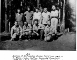 Members of air warning station K.C.8.   Rear: R. Adams, Craig, Shaffer, Potts, and Thrailkill.   Front: Phillips, Bubrick, Griffith, and Kuntz. Photo by Jim Fletcher.  In the CBI during WWII.