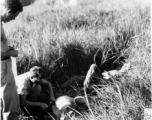 A medic tending to an victims of the bomb mishap.