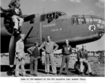 The B-25 "Tokyo Jo" and crew in Yunnan province, China, having bombed Tokyo April 18-19, 1942, as part of Doolittle Raid on Tokyo.