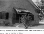 The "Tibbet Memorial" theater building in China during WWII. "Our GI movie theater. Best of its kind in China."