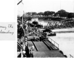 "The gang crossing the bridge and boarding in Calcutta." GIs return to US from the CBI after the war.