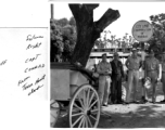 GIs at the Madras, India, city limits during WWII. Center T/Sgt. George M. Zdanoff. Far right: Capt. Conrad.