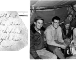 A group of jovial GIs in a tent in the CBI during WWII.