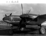 A P-38 with "Fire From The Clouds" group motto, should be 33rd Fighter Group, 10th Air Force. In the CBI during WWII.  Photo from S. C. Burdick.