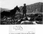 Army veterinarian shooting a horse. Notice he is standing on dead horses. Veterinary Service Remount Depot, Shillong, Assam, India. During WWII.  Photo from Ed Rock, Sr.