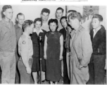 Californians of the 425th Bomb Squadron and WASC record "Yanks In The Orient" for later transmission in the US. Kunming, China, November, 1944. M.C. was Lt. Bert Parks, later of post-war fame as the M. C. of the Miss America Pageant.  Photo from Robert L. Cowan.