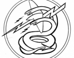 A dual snake and lightning bolt emblem for an unknown Allied air group in the CBI during WWII.