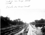 Causeway for convoy trucks to be built to the left of this temporary wood boardwalk somewhere in the CBI during WWII.  Photo by Leroy Nordt.