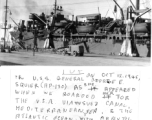 USS George E. Squier (AP-130) transport ship on October 12, 1945, as GIs boarded it to return stateside. Photo from Wesley L. Furste.  In the CBI during WWII. 