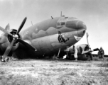 The C-46 transport "Itchy Pussy" hard on the ground in the CBI.