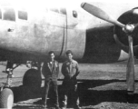 "This is a picture of General 'Casey' Vincent's plane The Silver Slipper. The 396th prepared this plane for the General at Kwelin, China. Sgt. Joe Cooper of the 396th was crew chief of the plane. The two guys in the picture are Taylor on the left and Cooper on the right. Taylor was the radio operator on the plane."