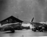P-51s in snow at the American base at Luliang in China during WWII.