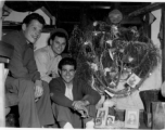 Christmas in the barracks at Yangkai, China, 1944. James Devol, Louis Macaluso, Vincent Luccarelli. 