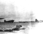 American C-46s and P-38s at a base in the CBI.