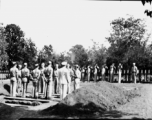 Gun salute for American GIS who had died at a temporary war-time graveyard. In the CBI, during WWII.