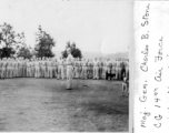 Major Gen. Charles B. Stone makes an apparent speech during a visit to Yangkai on the August 29, 1945.  Yangkai, APO 212, during WWII.