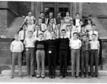 John Jacob Gerber (left, in far back), already a bit of a nonconformist and showing his independent personality. At Hinckley High School, Hinckley, Ohio.