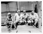 Engineers of the 797th Engineer Forestry Company pose outside tent in Burma.  During WWII.