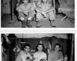 Engineers of the 797th Engineer Forestry Company pose in their barracks/tent in Burma.  During WWII.