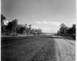 A B-25 on an airstrip in Burma.  Aircraft in Burma near the 797th Engineer Forestry Company.  During WWII.