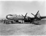 The B-29 bomber "Mary K"  Aircraft in Burma near the 797th Engineer Forestry Company.  During WWII.